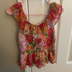 Lauren Conrad cap sleeve floral blouse